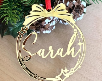 Personalized Christmas Ornaments with Custom Name | Modern Laser Cut Tree Decorations