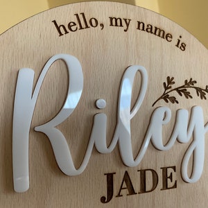 Personalized Baby Name Announcement Sign Custom 3D Wood Baby Birth Sign Stats Engraved Hospital Baby Name Sign Newborn Gift, Available Sizes image 4