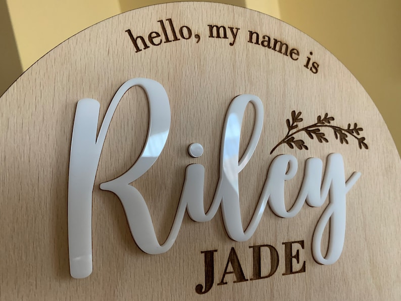 Personalized Baby Name Announcement Sign Custom 3D Wood Baby Birth Sign Stats Engraved Hospital Baby Name Sign Newborn Gift, Available Sizes image 4