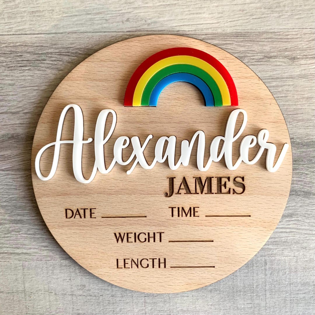 Rainbow Baby Announcement Board |custom Name & Birth Stats Sign ...