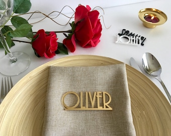 Personalized Acrylic Wedding Place Cards, Laser Cut Name Tags for Table Decor