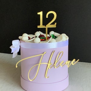 Personalized Name Charm and Number Cake Topper for Birthday Decorations Custom Cake Topper Laser Cut Names Number on Stick Any Name Any, Age