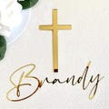 Personalized Name Cake Charm & Cross Custom Christening Cake Topper Baptism Decor Laser Cut Name Cake Plaque Mirror Acrylic, Available Sizes product logo