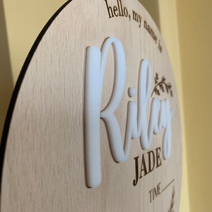 Personalized Baby Name Announcement Sign Custom 3D Wood Baby Birth Sign Stats Engraved Hospital Baby Name Sign Newborn Gift, Available Sizes image 5