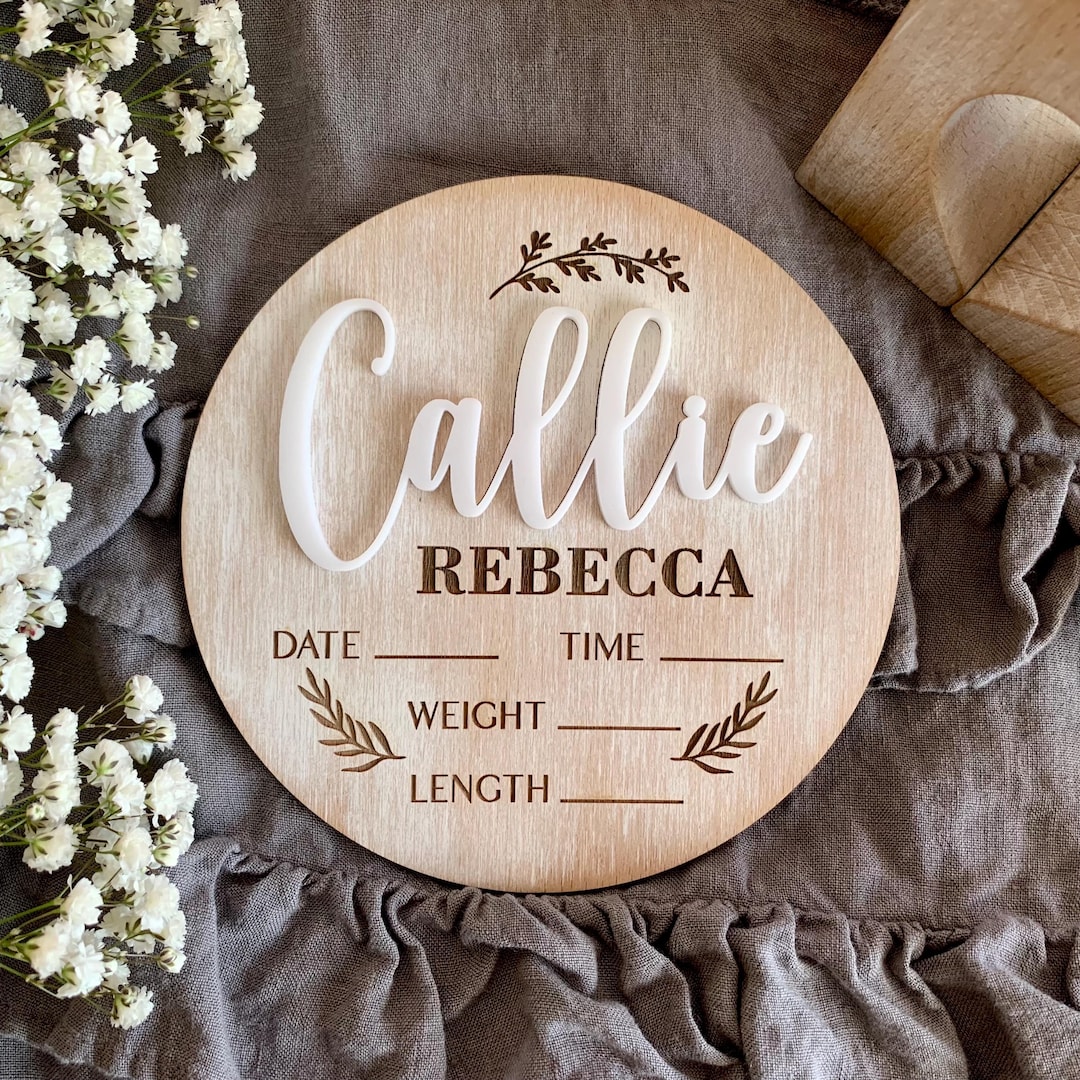 Baby Announcement Sign With Personalized Name, Newborn Birth Stats ...
