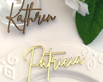 Custom Laser Cut Names for Weddings, Personalized Acrylic or Wood Place Cards