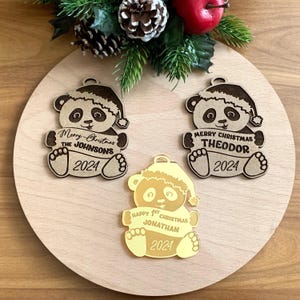 Personalized Panda Ornament - Custom Name Ornament - Panda Bear Bauble - Christmas Tree Decorations, Gift for Kids, First Christmas Ornament