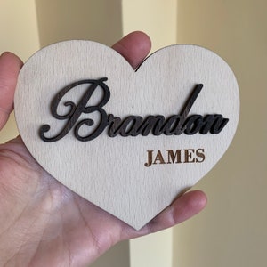 Heart Announcement Sign Personalized Name Baby Birth Stats Heart