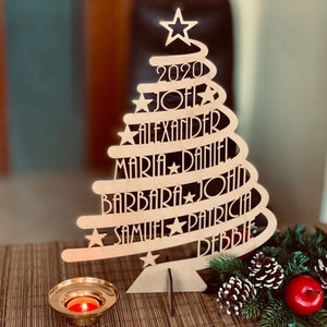 Personalized Christmas Family Trees Custom Family Names Handmade Freestanding Trees Xmas Decor Christmas Gift for Family Home Decorations