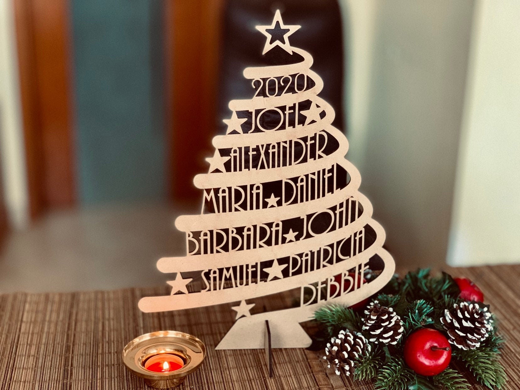 Personalized 2022 Christmas Wooden Family Tree Customized Your | Etsy Uk