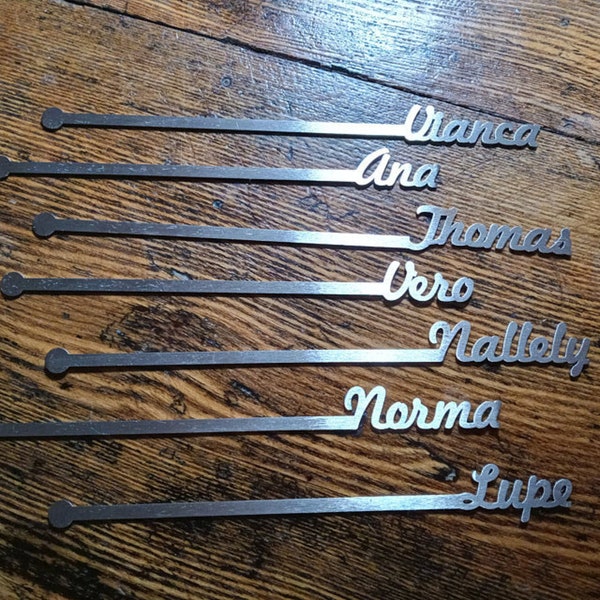 Custom Name Drink Stirrers | Personalized Metal Swizzle Sticks | Stainless Steel|  Wedding Bachelorette Cocktail Stir Sticks | Bridal Shower