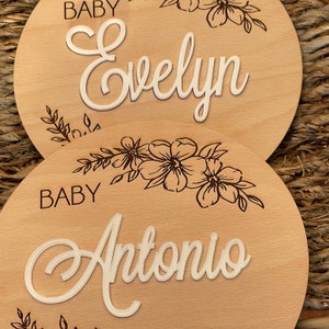 Personalized Baby Name Announcement Sign Custom 3D Wood Baby Birth Sign Stats Engraved Hospital Baby Name Sign Newborn Gift, Available Sizes image 10