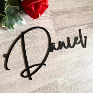Palavras de metal personalizadas Nomes de metal cortados a laser personalizados Placa de parede de script Arte de parede de metal Decoração para casa, placa de nome personalizada, placa de porta personalizada