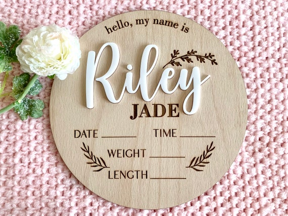 Cartel De Madera Hello World Para Bebés - Personalizable, Ideal Para Anunciar Nacimiento Y Decoración
