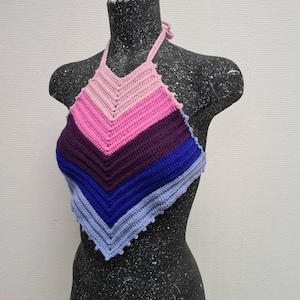 Crochet Omnisexual Pride Rainbow Halter Top / Boho Hippie Festival Outfit / Bi Feminism Rave Crop Top /  LGBTQ