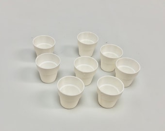 8 Sacrament cups that are the same size as the plastic cups used in most churches. 3D printed in white PLA