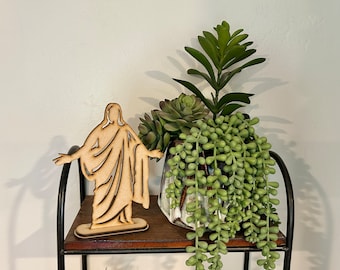 Estátua de madeira de Christus com suporte, cristão, exibição de Christus, o Cristo vivo, estátua de Christus. Presente de Christus, presente de mães, presente para yw
