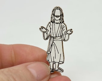 Laser-Cut Pocket Jesus: White MDF Keepsake