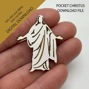 Pocket Christus, herunterladbare SVG-Dateien, damit Sie Ihren eigenen Taschen Jesus laserschneiden können, eine großartige Erinnerung daran, Ihm zu folgen!