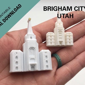 Brigham City Utah Temple magnet, Downloadable 3D print STL files 2 different size files small is also a cupcake topper lds temple marriage