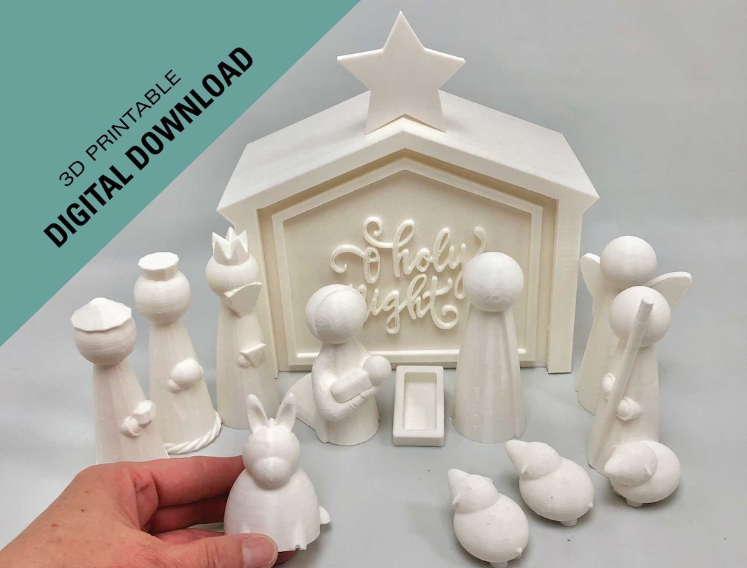 large-4-peg-doll-nativity-set-downloadable-stl-files-3d-printable-stable-doubles-as-a-storage-box-paintable-nativity-scene-nativity-craft-etsy for Free Printable 3d Nativity Scene Large 4