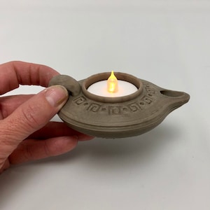 Oil lamp, Handmade 3D printed Biblical oil display lamp with battery operated tea light insert. Teach about the Parable of the 10 virgins.