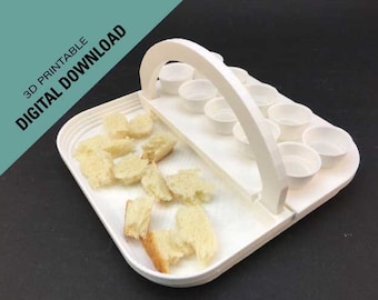 Sacrament tray Downloadable 3D print STL file so you can print your own Sacrament tray for 6, 8, 10, or more people. Removable handle.