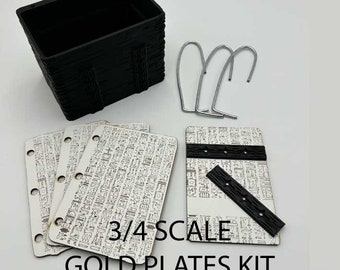 3/4 Scale Gold Plates DIY Kit: 3D Printed Box, Laser Cut Pages, Metal Rings