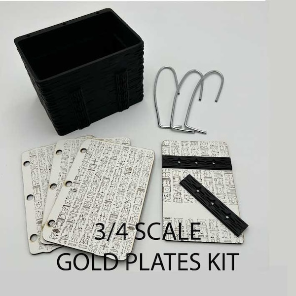 DIY Kit to build your own 3/4 scale gold plates, 3D printed box with laser cut pages, lds gift, handcrafted metal rings