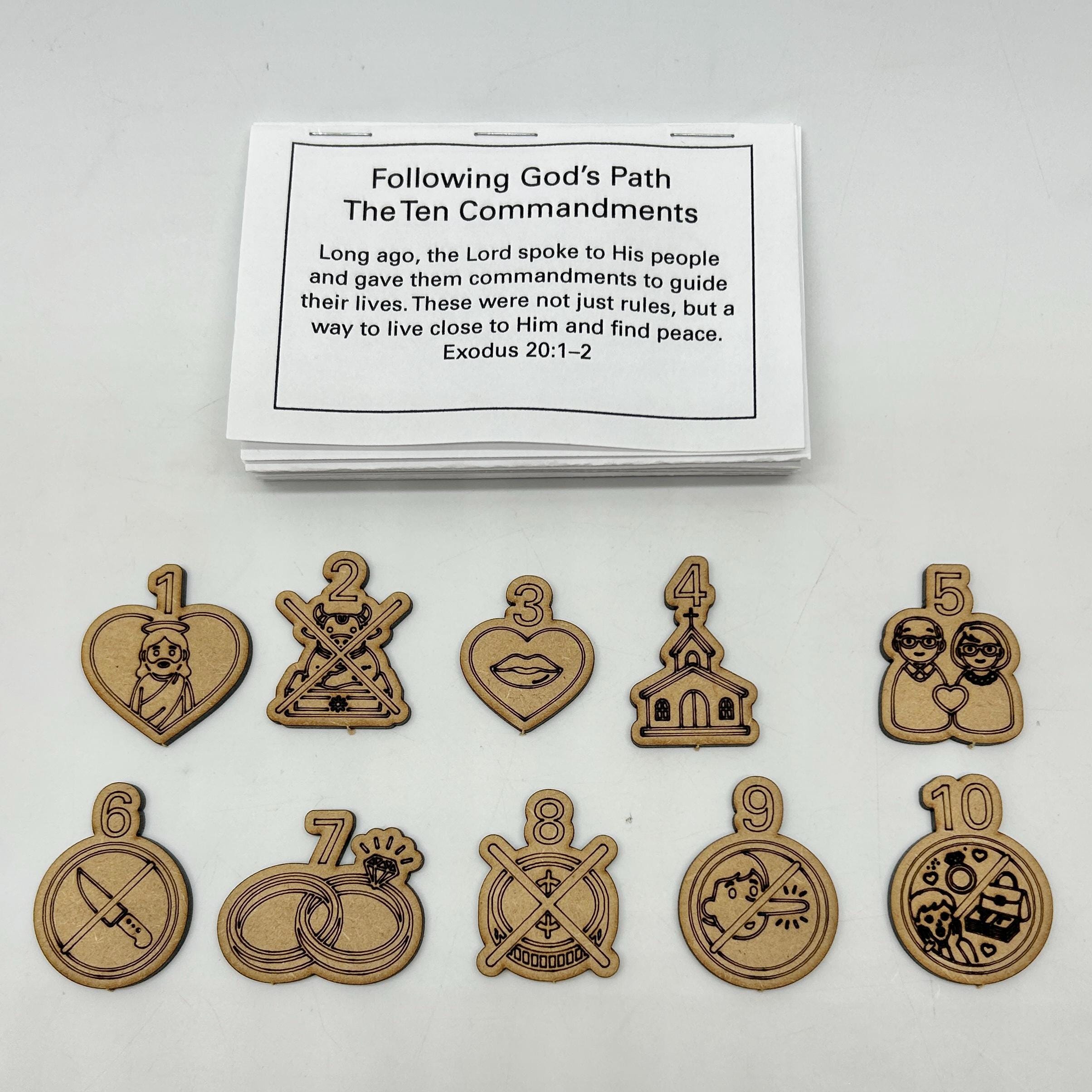 Ten Commandments Shadow Box Ten Commandments Box With Icons & Story Booklet | Christian Gift for ...