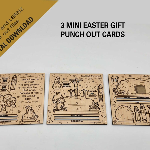 Easter gift laser cutting files. Mini Easter gift punch out cards This will be so fun and educational in your Easter basket SVG,  DXF, LBRN2