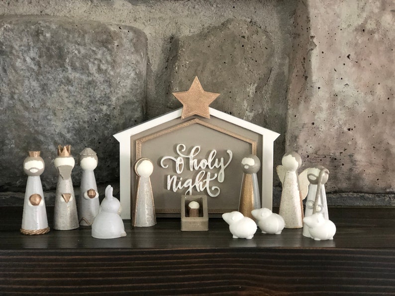 Paintable Peg doll Nativity set-craft for kids with stable that doubles as a storage box, awesome gift, 3D printed-comes in two sizes image 6