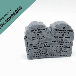 Ten commandments box, 3D print downloadable STL files to print your own Christian box, Bible box, 3D printed box 10 commandments display box