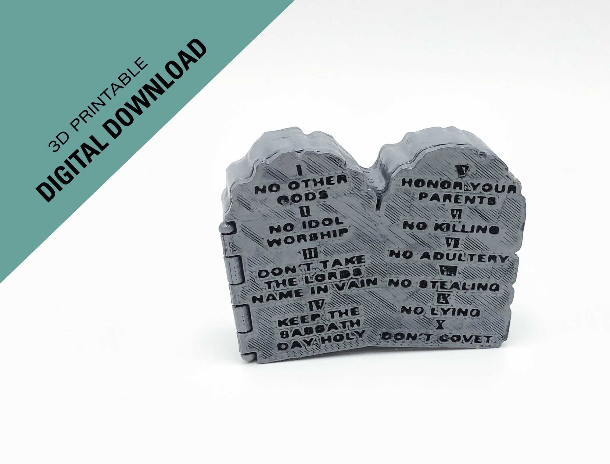 Ten Commandments Shadow Box Ten Commandments Box STL File – 3D Print Hinged Bible Box – Christian ...