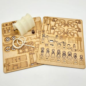 Huifkar-speelset DIY-kit Pioneer Day Prairiewagen Paardenwagen Bouw je eigen Prairieschoeners Oregon Trail Trek Lasercut Kit