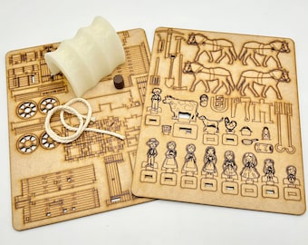 DIY Covered Wagon Playset Kit: Laser Cut Pioneer Toy, Little House on the Prairie Inspired