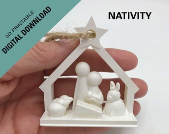 Peg Doll Nativity ornament 3D print downloadable STL files so you can print your own Peg doll Nativity Christmas ornament STL, 2 sizes
