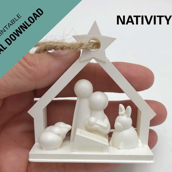 3D print downloadable STL files so you can print your own Peg Doll Nativity ornament. Peg doll Nativity Christmas ornament STL, 2 sizes