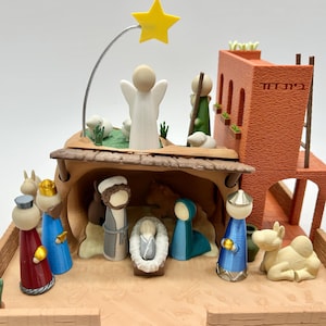 Interactive Nativity Playset: 20 Figurines, Story Coloring Book