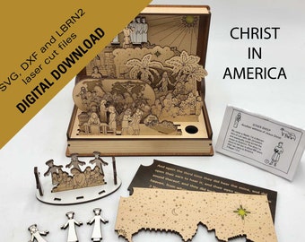 Christ in America pop up book DXF, SVG, LBRN2 Download files for other sheep lds book of mormon story telling, lds wood display