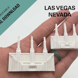 Imán del templo de Las Vegas, Nevada Archivos STL de impresión 3D descargables para imprimir los suyos propios, Dos tamaños diferentes, uno para un adorno de cupcake, fiesta LDS