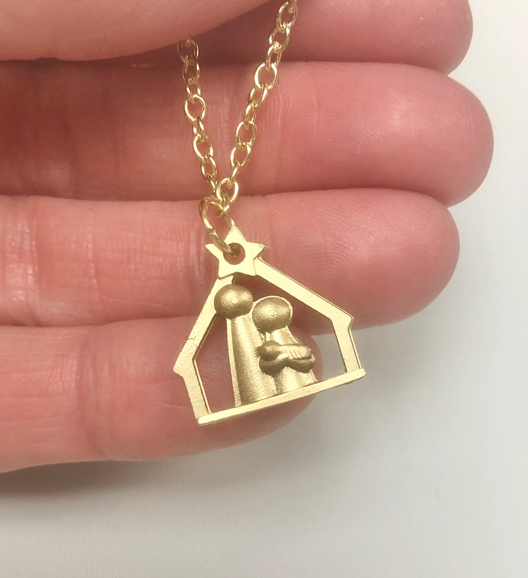 Mini Nativity Necklace, Missionary Gift, LDS Baptism, LDS Relief