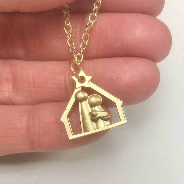 Mini Nativity necklace, missionary gift, LDS Baptism, LDS Relief Society gift, ministering gift