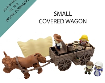 Small Covered Wagon Playset STL Files: 3D Print Pioneer History