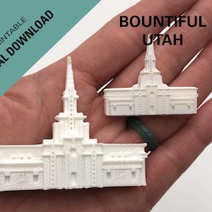 Bountiful, Utah Temple magnet, Downloadable 3D print STL files to print your own 2 different size files, the small is also a cupcake topper