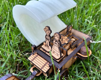 Covered wagon playset pioneer day prairie wagon horse drawn wagon gift pioneer day gift prairie schooners Oregon trail trek West handmade