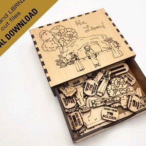 Miniaturowe karty wielkanocne z dziurkaczem, pliki do pobrania z laserowym cięciem w języku angielskim i niemieckim, pliki wielkanocne DXF z laserowym cięciem, glowforge, pudełko na prezent