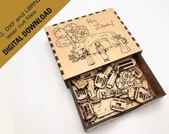 Mini Easter gift punch out cards, Downloadable Lasercut files English and German Easter SVG, Easter DXF laser cut files, glowforge, gift box