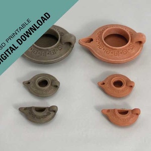 Oil Lamp, Downloadable 3D printable STL files to print your own decorative oil lamps, normal size, miniature oil lamp and oil lamp magnet