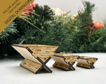 3 different size mangers Downloadable lasercut files, svg, dxf, lbrn2, lasercut manger, nativity gift, Christmas nativity scene diy nativity